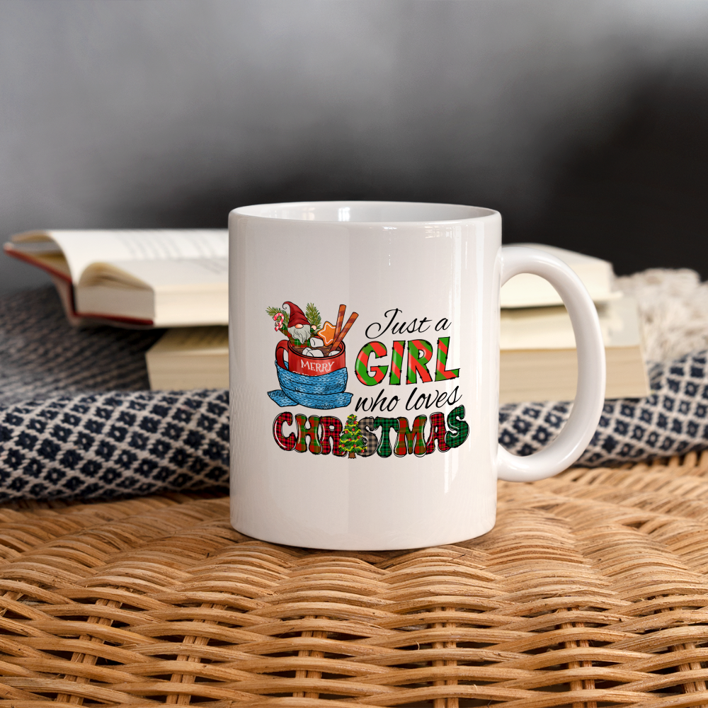 Just a Girl Who Loves Christmas Coffee Mug - white