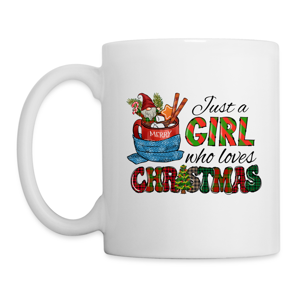 Just a Girl Who Loves Christmas Coffee Mug - white