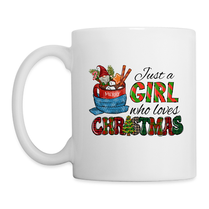 Just a Girl Who Loves Christmas Coffee Mug - white