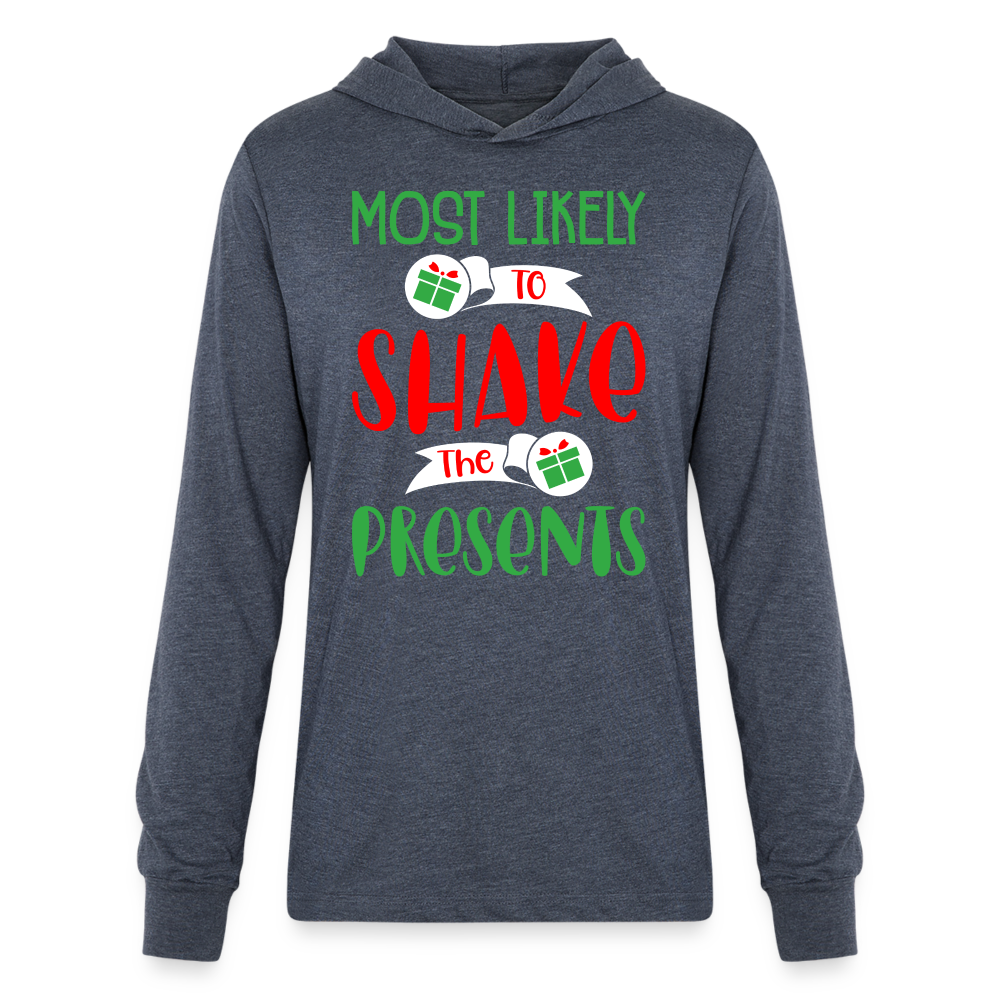 Most Likely To Shake the Presents Hoodie Shirt - heather navy