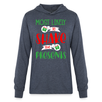 Most Likely To Shake the Presents Hoodie Shirt - heather navy