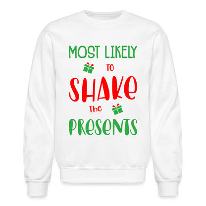 Most Likely To Shake the Presents Sweatshirt - white