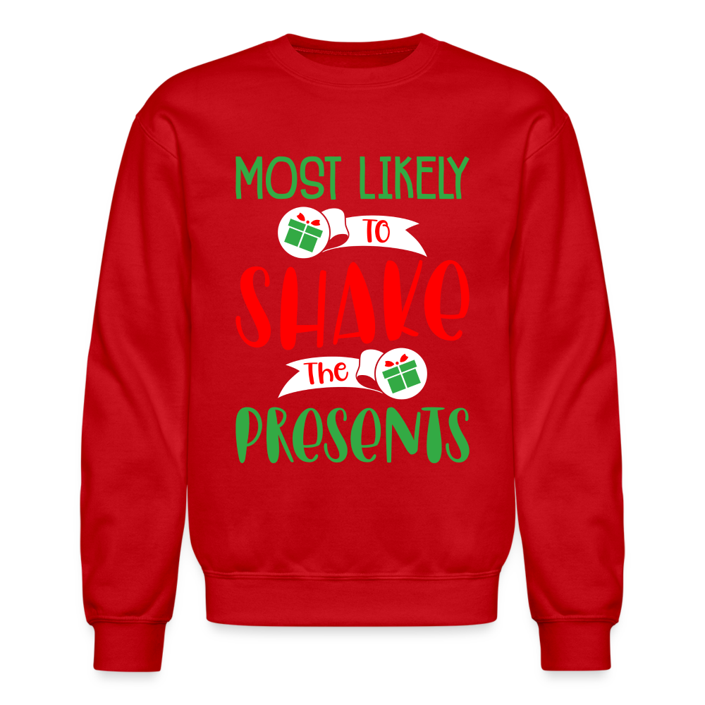 Most Likely To Shake the Presents Sweatshirt - red