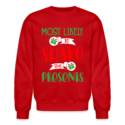 Most Likely To Shake the Presents Sweatshirt - red