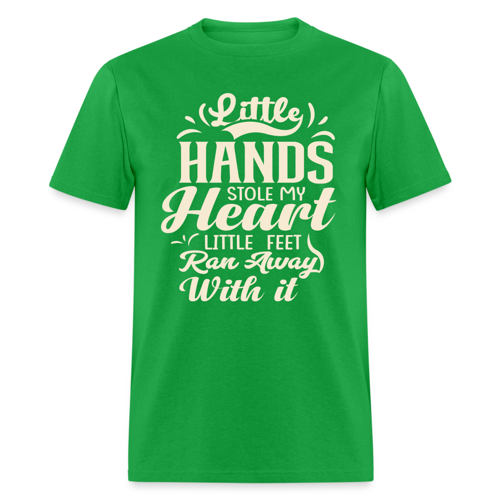 Little Hands Stole My Heart Little Feet Ran Away With It - T-Shirt - bright green