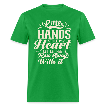 Little Hands Stole My Heart Little Feet Ran Away With It - T-Shirt - bright green