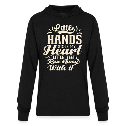 Little Hands Stole My Heart Little Feet Ran Away With It Hoodie Shirt - black