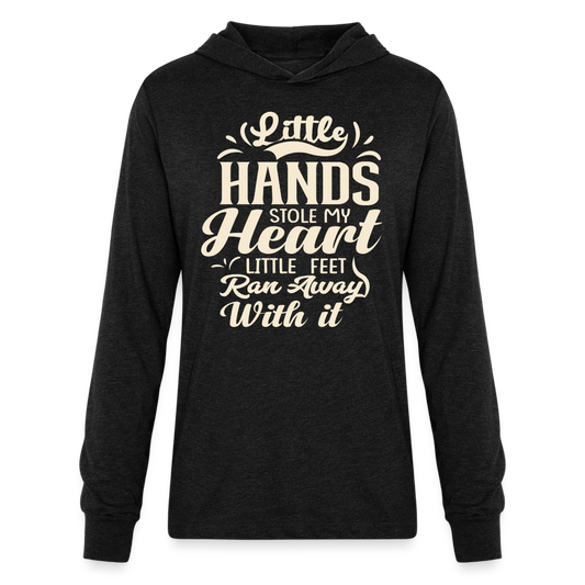 Little Hands Stole My Heart Little Feet Ran Away With It Hoodie Shirt - heather black