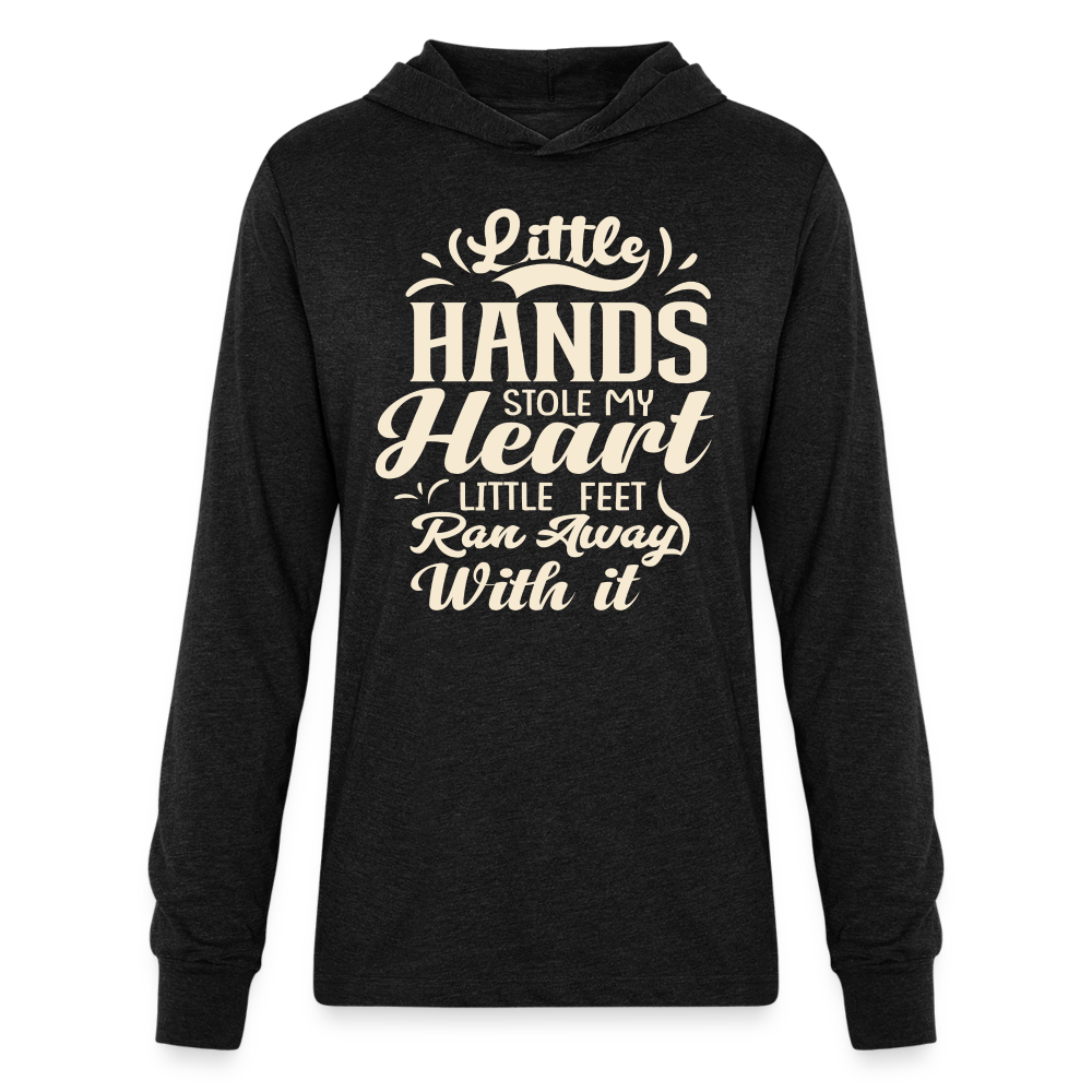 Little Hands Stole My Heart Little Feet Ran Away With It Hoodie Shirt - heather black