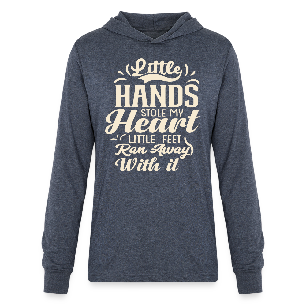 Little Hands Stole My Heart Little Feet Ran Away With It Hoodie Shirt - heather navy