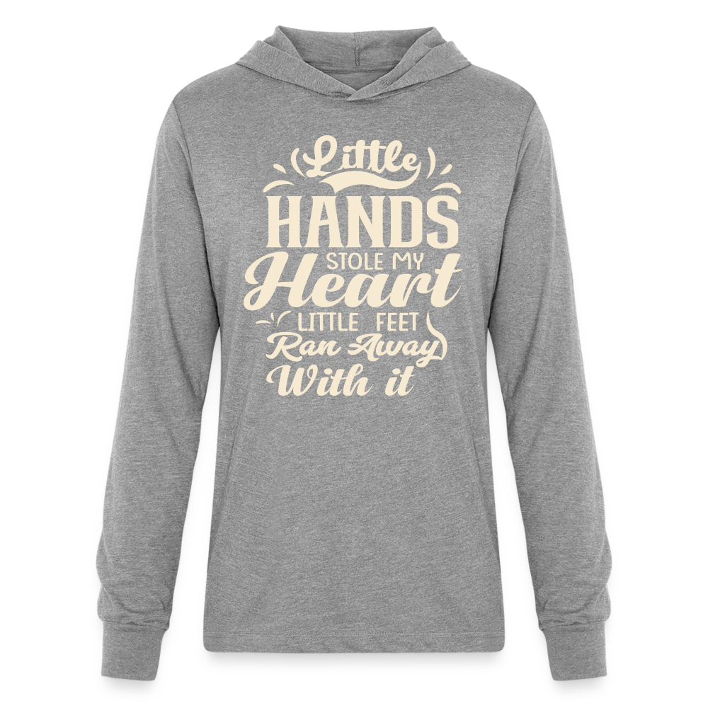 Little Hands Stole My Heart Little Feet Ran Away With It Hoodie Shirt - heather grey
