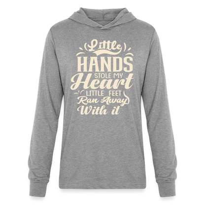 Little Hands Stole My Heart Little Feet Ran Away With It Hoodie Shirt - heather grey