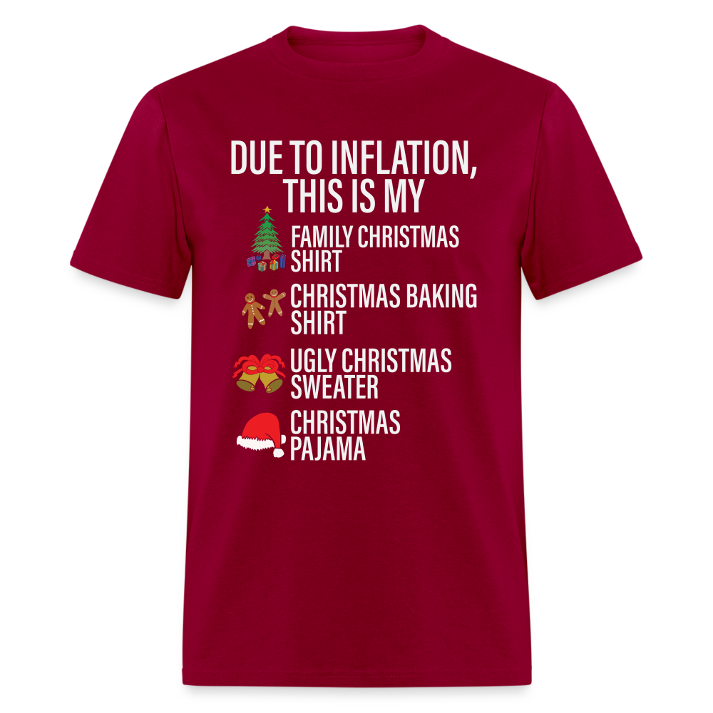 Due to Inflation T-Shirt (Christmas Version) - dark red
