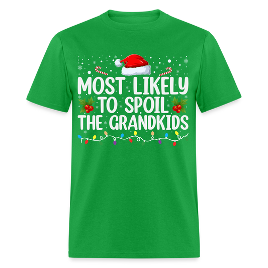 Most Likely to Spoil the Grandkids T-Shirt (Christmas) - bright green