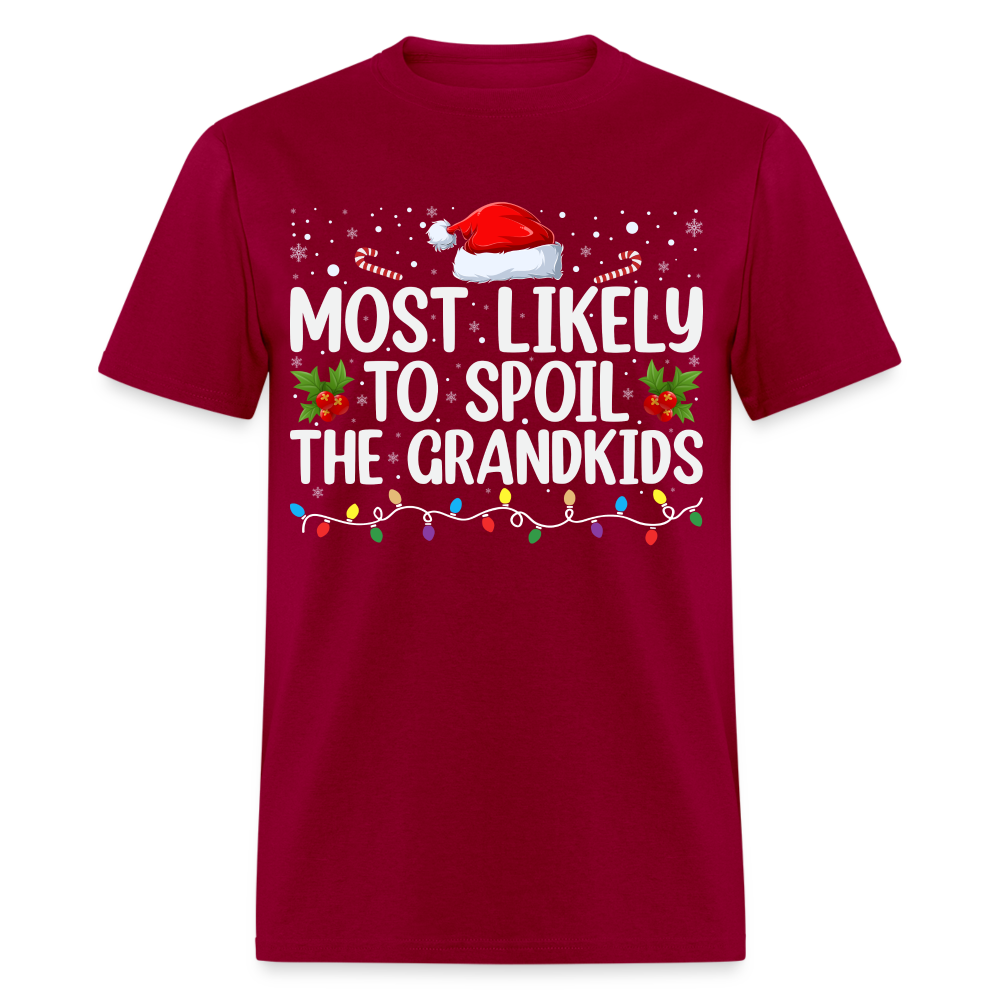 Most Likely to Spoil the Grandkids T-Shirt (Christmas) - dark red