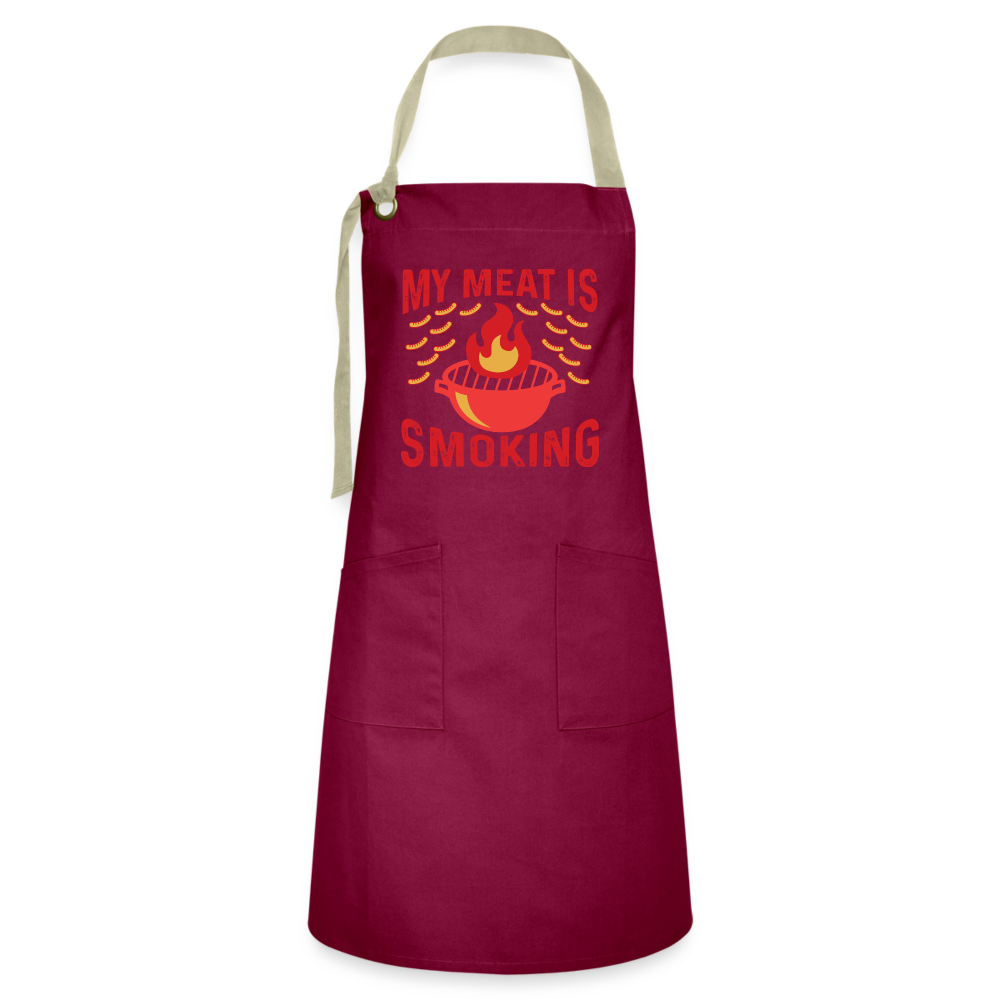 My Meat Is Smoking - Artisan Apron - burgundy/khaki