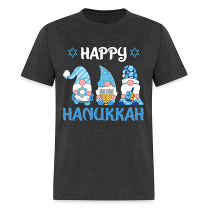 Happy Hanukkah T-Shirt (Jewish - Gnome) - heather black