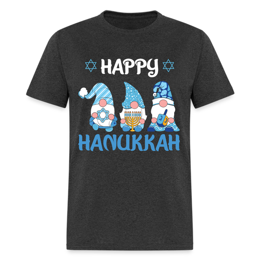 Happy Hanukkah T-Shirt (Jewish - Gnome) - heather black