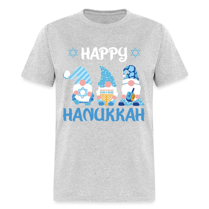 Happy Hanukkah T-Shirt (Jewish - Gnome) - heather gray