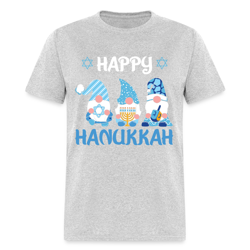 Happy Hanukkah T-Shirt (Jewish - Gnome) - heather gray