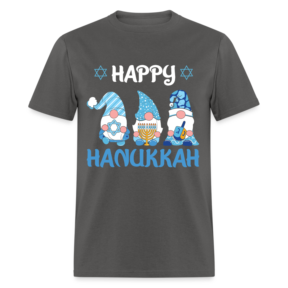Happy Hanukkah T-Shirt (Jewish - Gnome) - charcoal