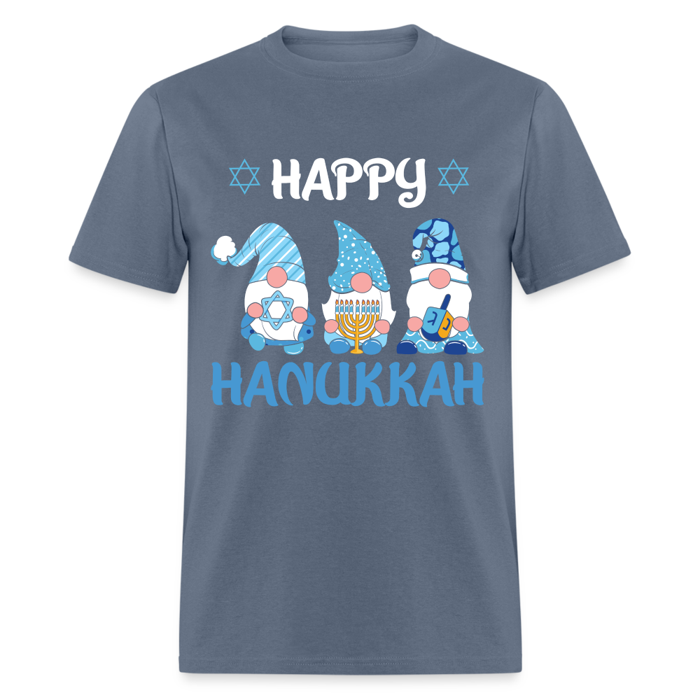 Happy Hanukkah T-Shirt (Jewish - Gnome) - denim