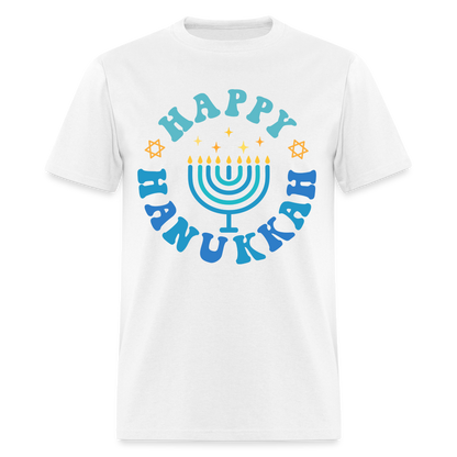 Happy Hanukkah T-Shirt (Menorah) - white