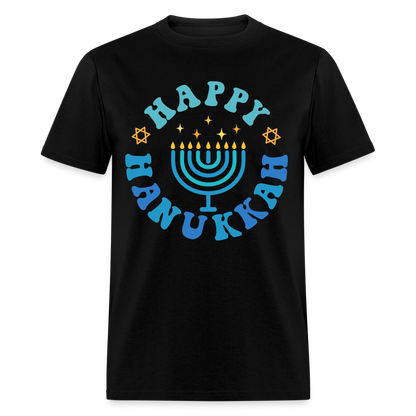 Happy Hanukkah T-Shirt (Menorah) - black
