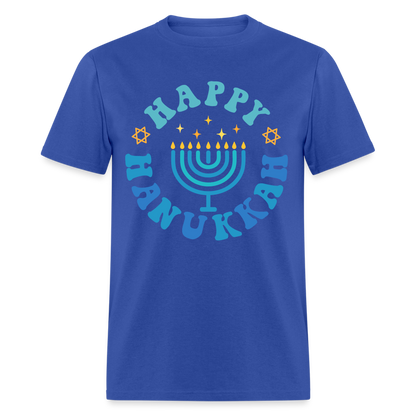 Happy Hanukkah T-Shirt (Menorah) - royal blue