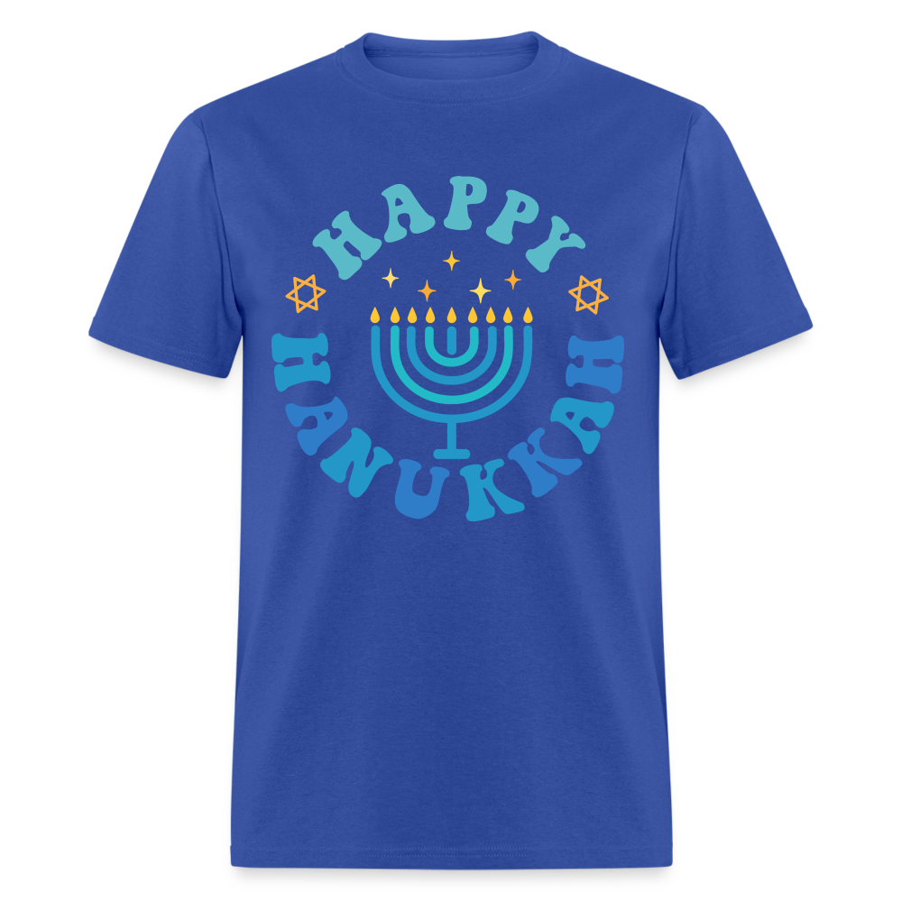 Happy Hanukkah T-Shirt (Menorah) - royal blue