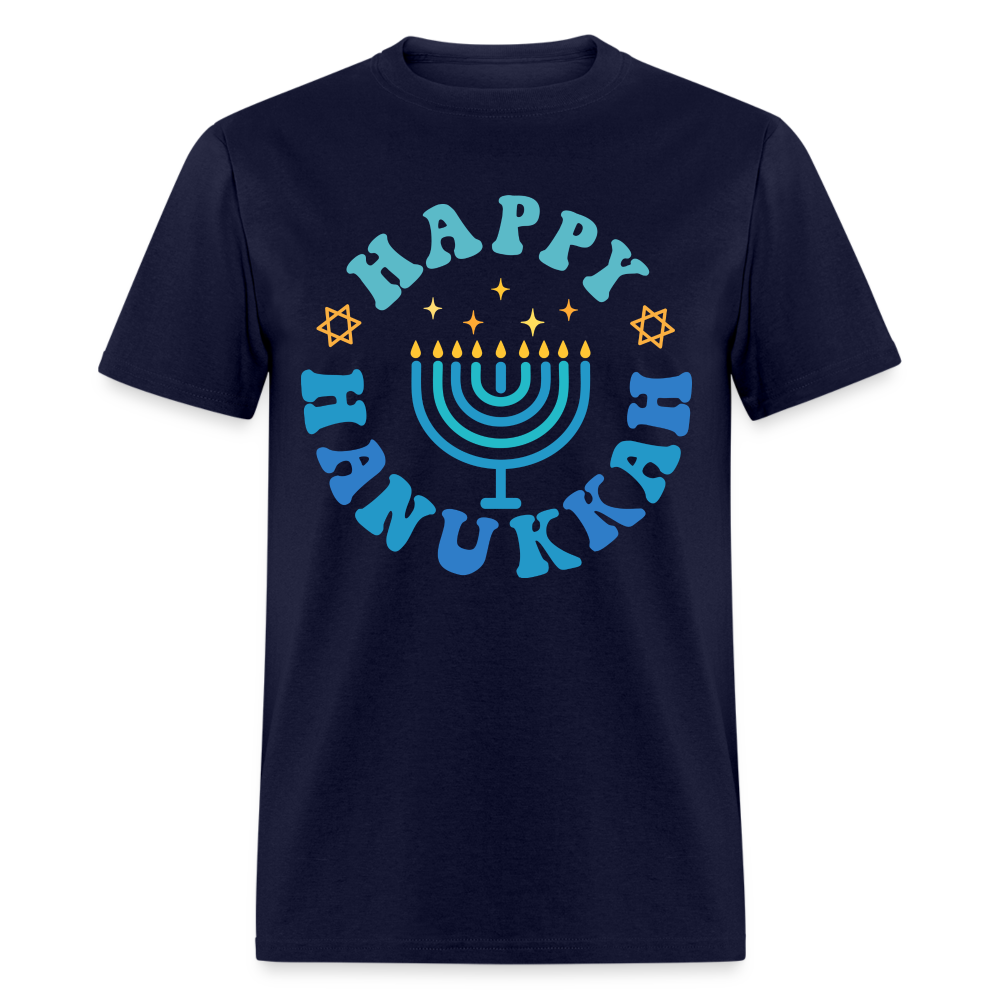 Happy Hanukkah T-Shirt (Menorah) - navy