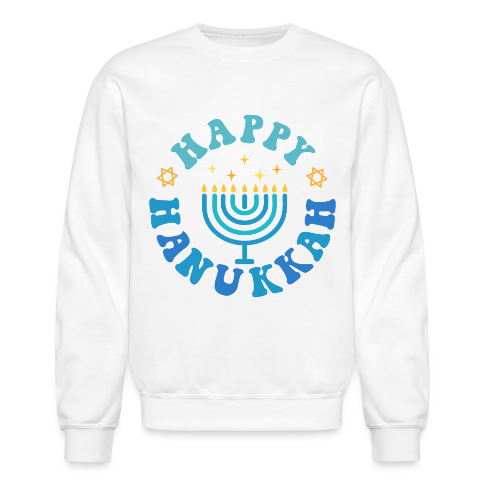 Happy Hanukkah Sweatshirt (Menorah) - white
