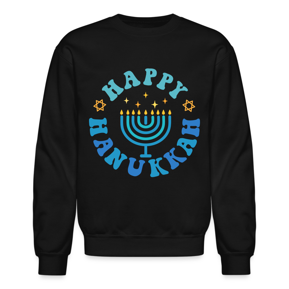 Happy Hanukkah Sweatshirt (Menorah) - black