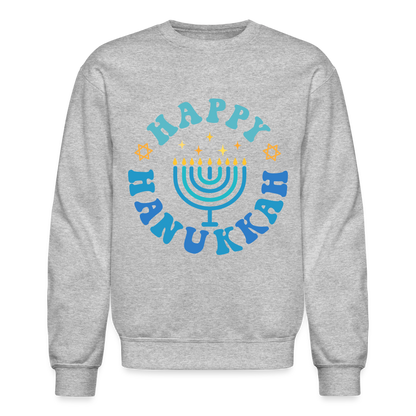 Happy Hanukkah Sweatshirt (Menorah) - heather gray