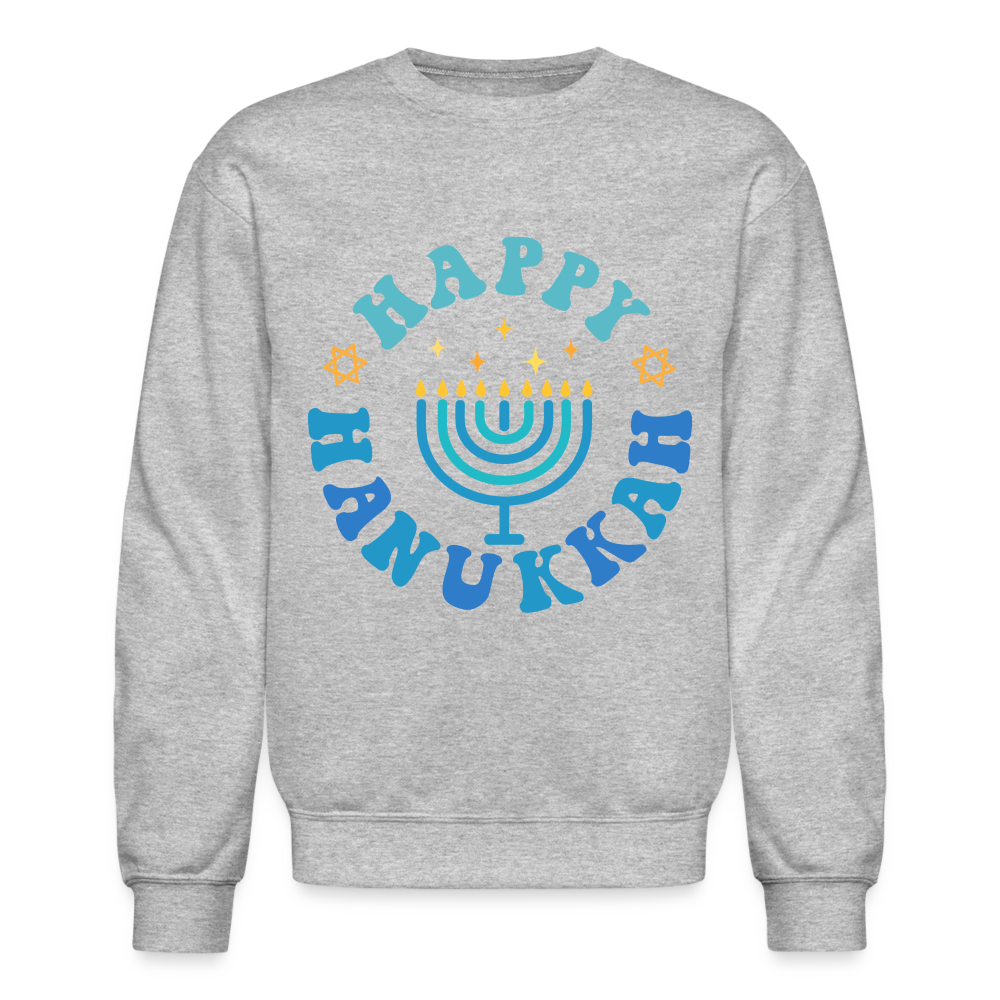 Happy Hanukkah Sweatshirt (Menorah) - heather gray