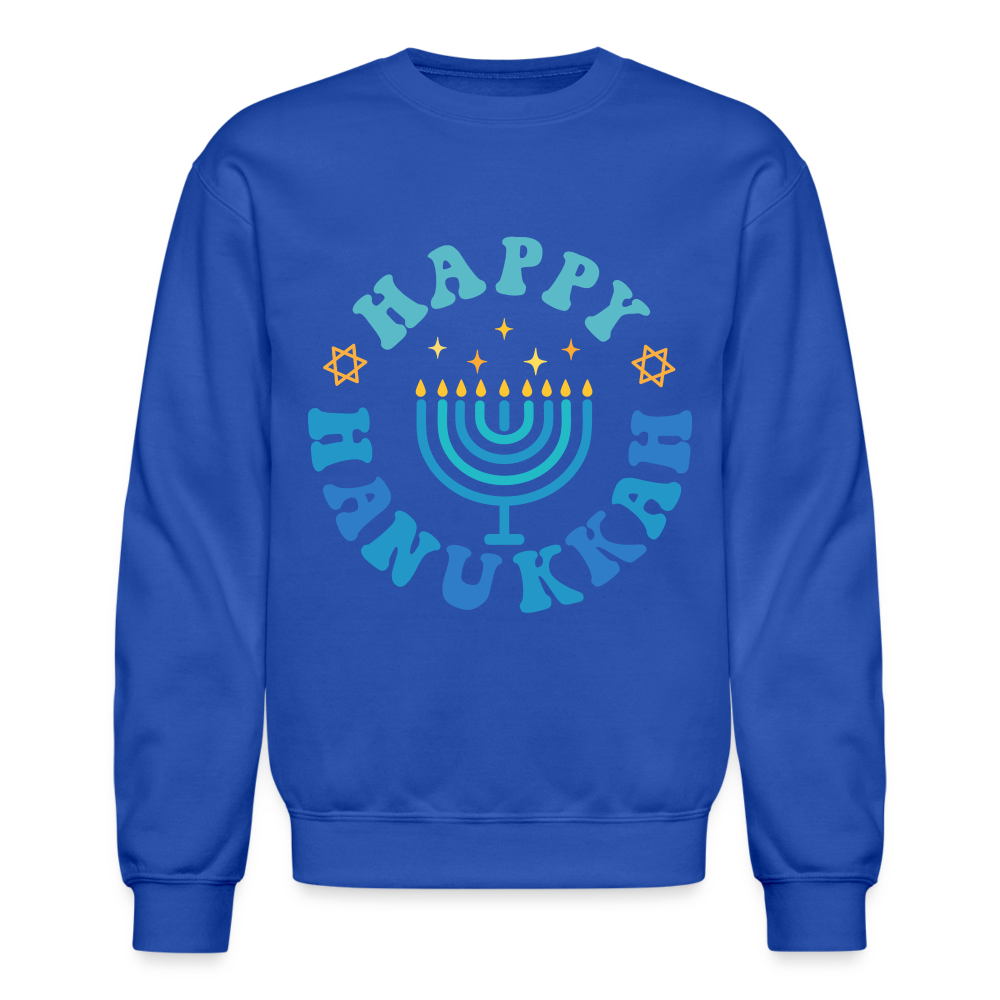 Happy Hanukkah Sweatshirt (Menorah) - royal blue
