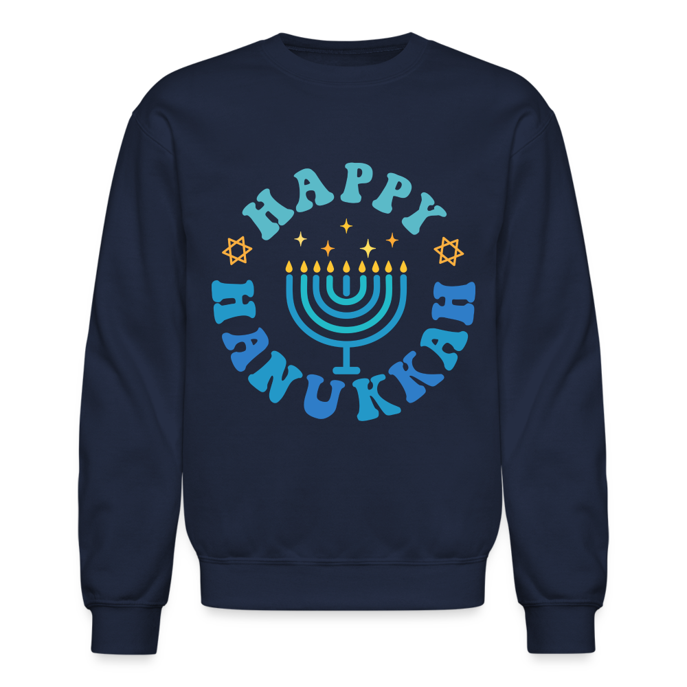 Happy Hanukkah Sweatshirt (Menorah) - navy