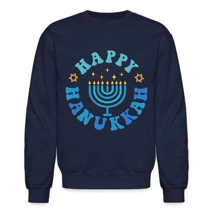 Happy Hanukkah Sweatshirt (Menorah) - navy