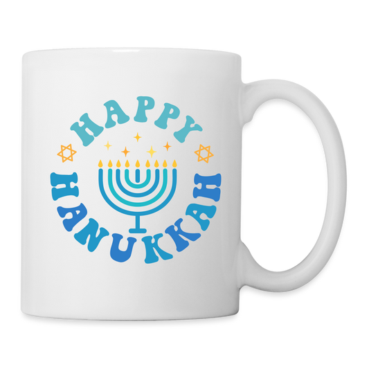 Happy Hanukkah Coffee Mug (Menorah) - white