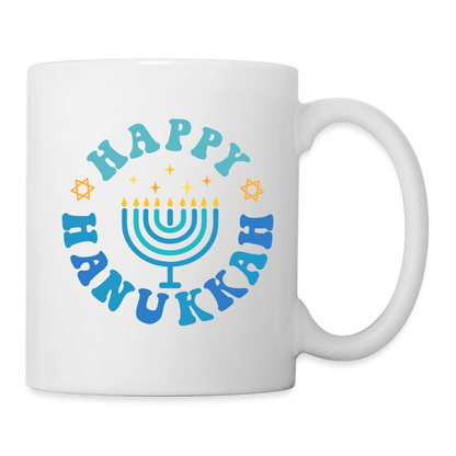 Happy Hanukkah Coffee Mug (Menorah) - white