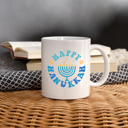 Happy Hanukkah Coffee Mug (Menorah) - white