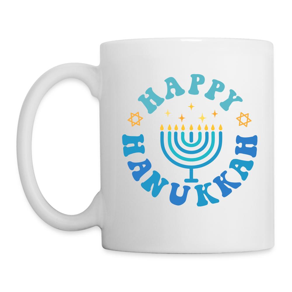 Happy Hanukkah Coffee Mug (Menorah) - white