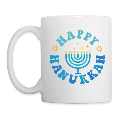 Happy Hanukkah Coffee Mug (Menorah) - white