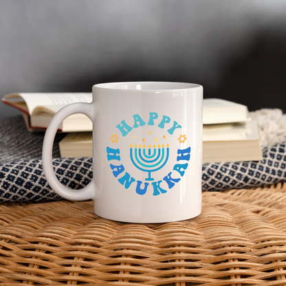 Happy Hanukkah Coffee Mug (Menorah) - white