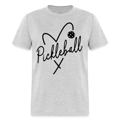 Heart Pickleball T-Shirt - heather gray