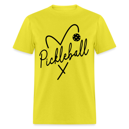 Heart Pickleball T-Shirt - yellow