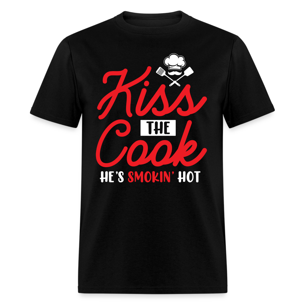 Kiss The Cook He's Smokin' Hot T-Shirt - black