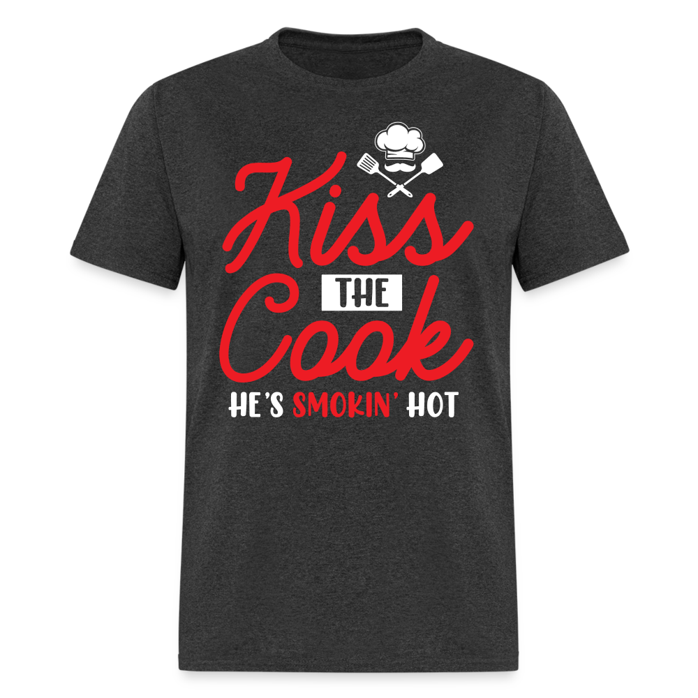 Kiss The Cook He's Smokin' Hot T-Shirt - heather black