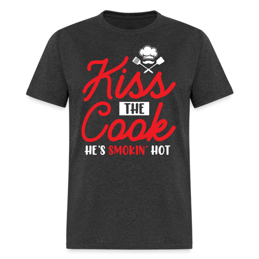 Kiss The Cook He's Smokin' Hot T-Shirt - heather black