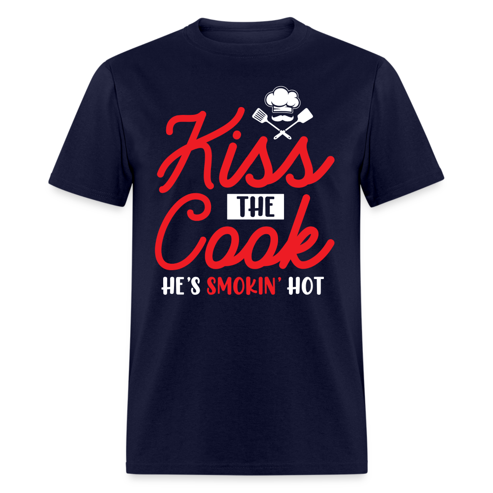 Kiss The Cook He's Smokin' Hot T-Shirt - navy
